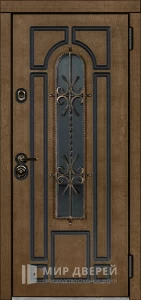 Утепленная входная дверь со стеклом №2 внешняя - фото