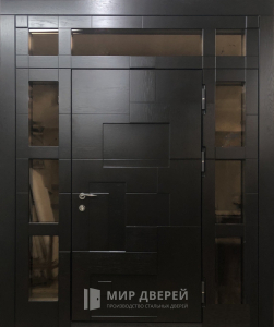 Металлическая дверь с фрамугой верхней №12 - фото вид снаружи
