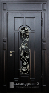 Металлическая входная дверь со стеклом и ковкой №51 - фото вид снаружи