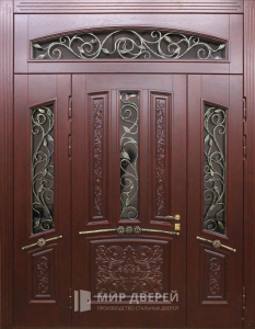 Металлическая дверь со стеклом №328 - фото вид снаружи