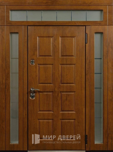 Металлическая дверь остеклённая со верхней и боковыми вставками №24 - фото №1