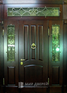Парадная дверь со стёклами и ковкой №114 - фото №1