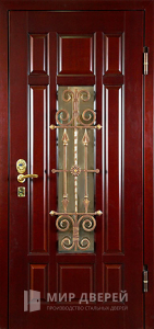Кованная остекленная дверь в дом усиленная №5 - фото №1